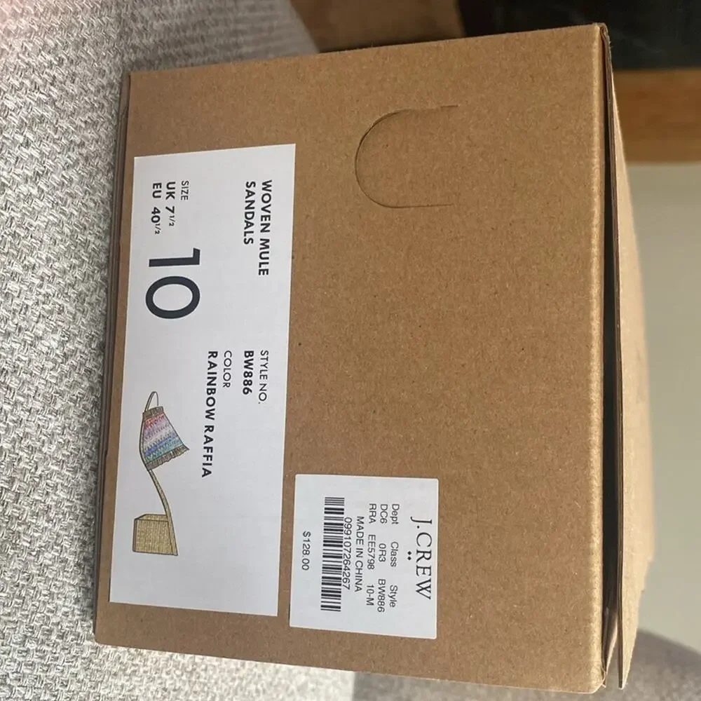 J. Crew Rainbow Raffia Woven mule heels
